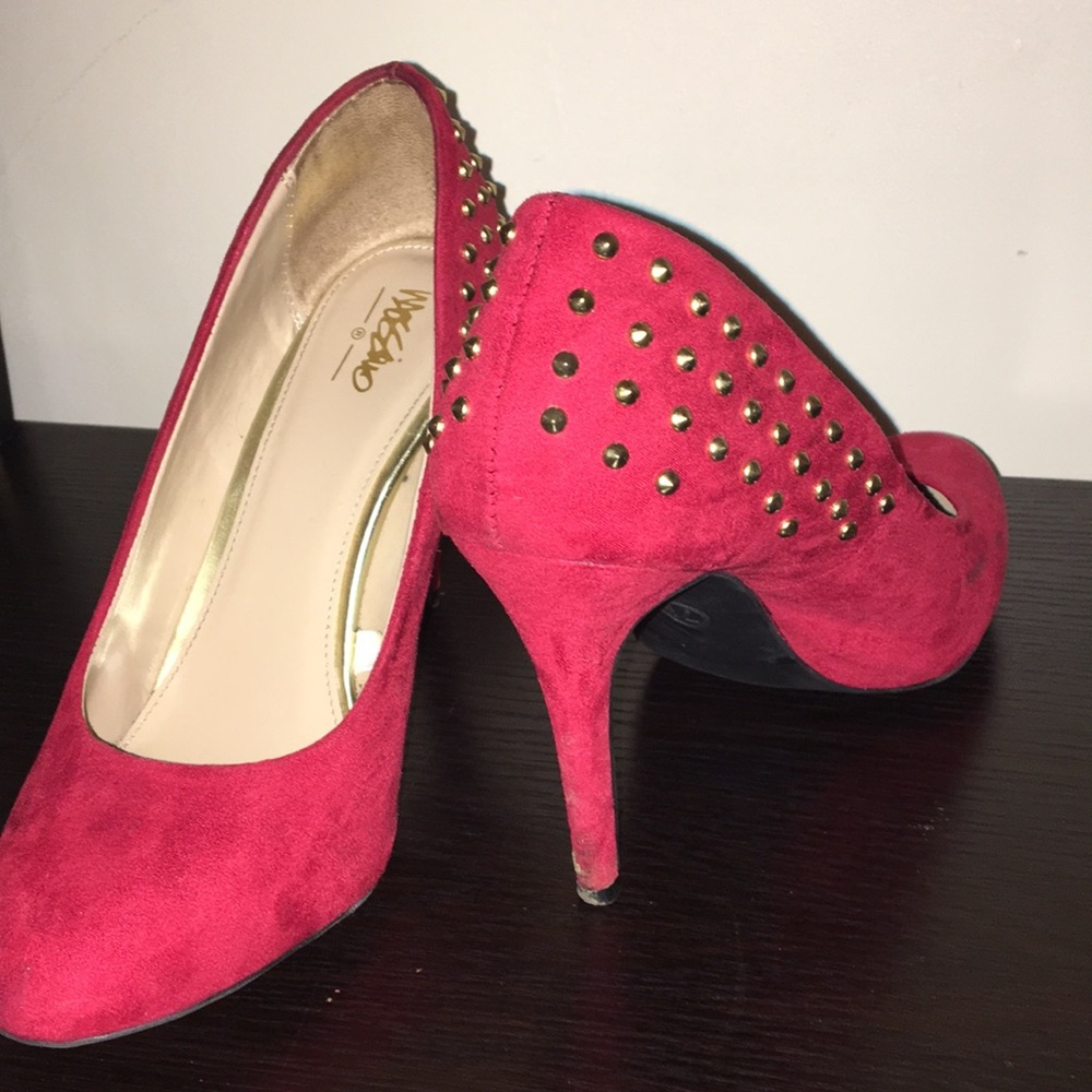 Red heels with gold studs